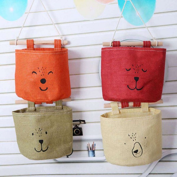 One Layer Pocket Canvas Storage Bag Back Door Wall Hanging Bag