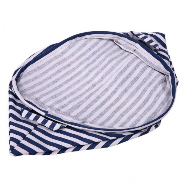 Stripe Linen Dirty Clothes Organizer Barrel Laundry Basket Storage