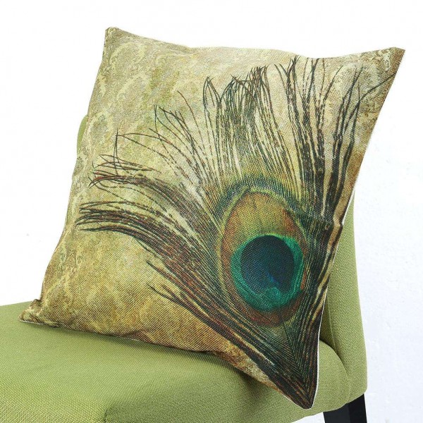 Peacock Linen Pillowcase Throw Pillow Cover Cushion Cover Home Decor