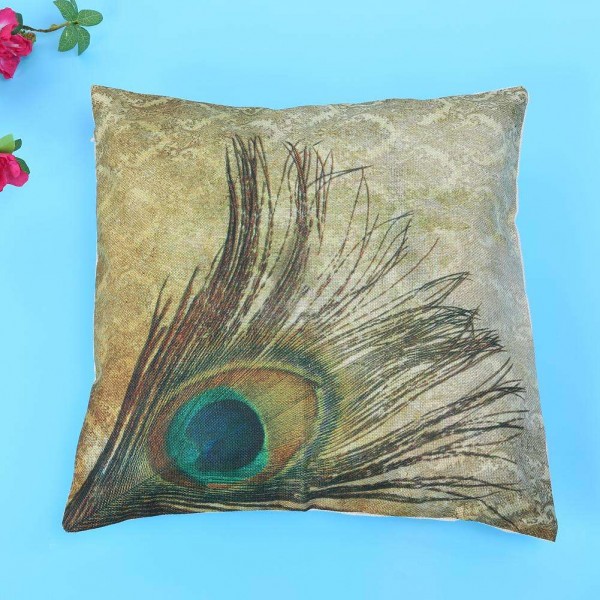 Peacock Linen Pillowcase Throw Pillow Cover Cushion Cover Home Decor