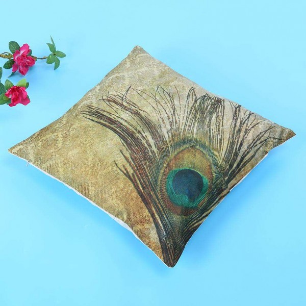 Peacock Linen Pillowcase Throw Pillow Cover Cushion Cover Home Decor