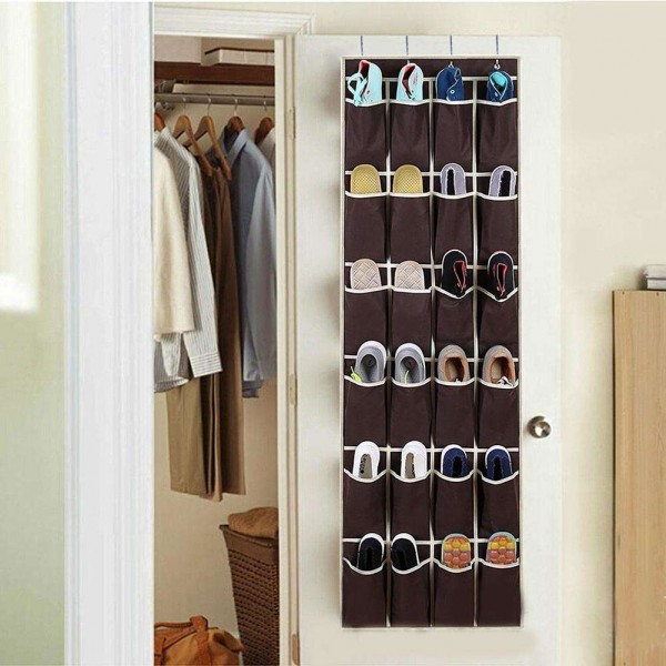 24 Pockets Non-Woven Hanging Storage Bag Behind Doors Shoes Sorting Bag