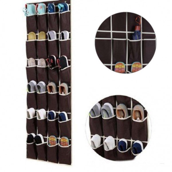 24 Pockets Non-Woven Hanging Storage Bag Behind Doors Shoes Sorting Bag