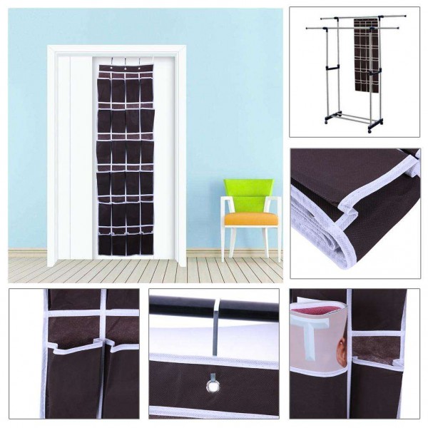 24 Pockets Non-Woven Hanging Storage Bag Behind Doors Shoes Sorting Bag