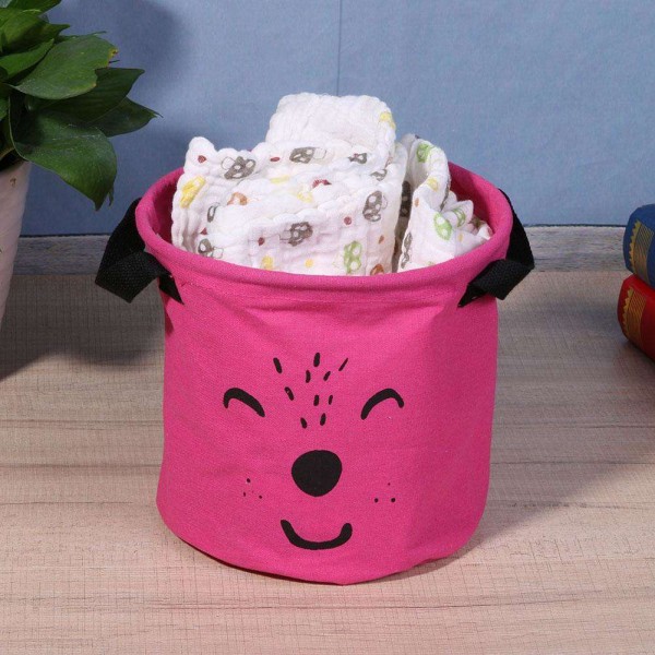 Round Face Small Cloth Cartoon Storage Box Bag Barrel Organizer