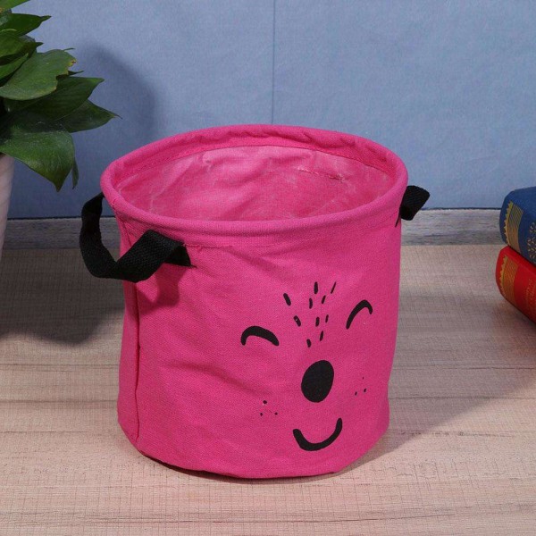 Round Face Small Cloth Cartoon Storage Box Bag Barrel Organizer