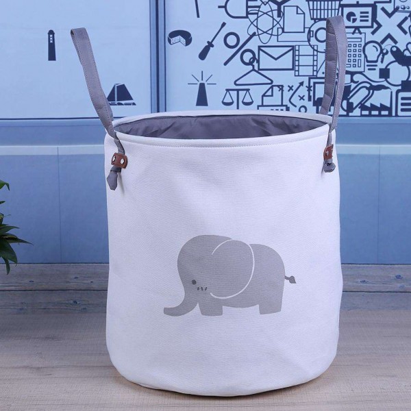 Elephant Pattern Foldable Dirty Clothes Basket Laundry Washing Bag