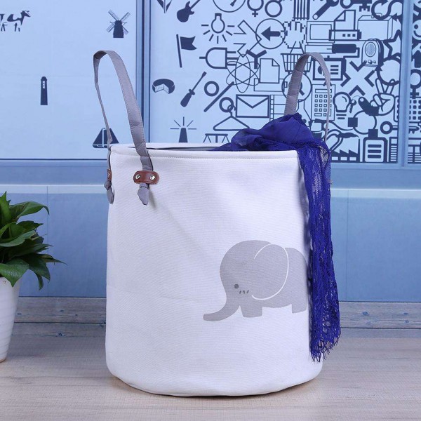 Elephant Pattern Foldable Dirty Clothes Basket Laundry Washing Bag