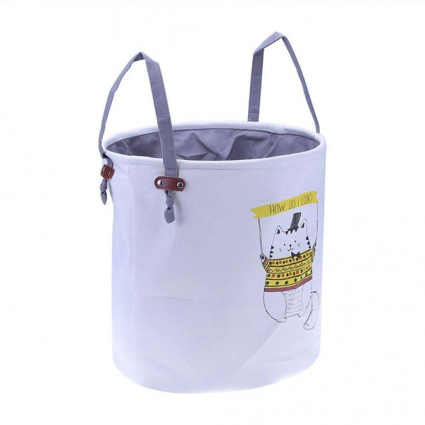 Cat Pattern Folding Laundry Hamper Washing Bag Dirty Clothes Basket