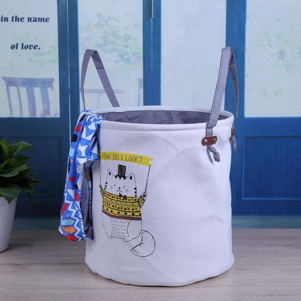 Cat Pattern Folding Laundry Hamper Washing Bag Dirty Clothes Basket