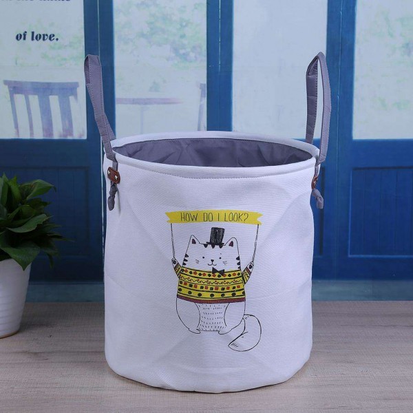 Cat Pattern Folding Laundry Hamper Washing Bag Dirty Clothes Basket