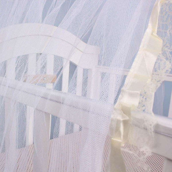 Elegant Baby Infant Round Dome Crib Bed Lace Floor Mosquito Net(Yellow)