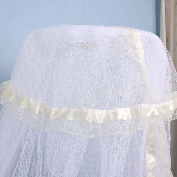 Elegant Baby Infant Round Dome Crib Bed Lace Floor Mosquito Net(Yellow)