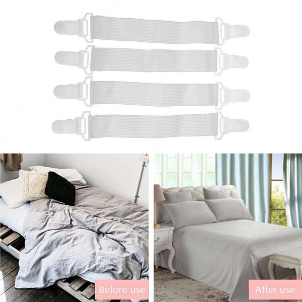 4pcs Bed Sheets Buckle Table Cloth Clip Anti-Slip Fixed Belt Elastic Band