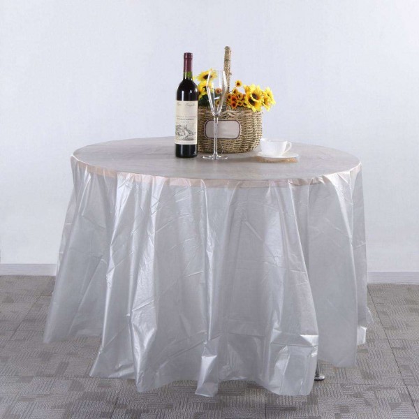 84in Round Tablecloth Wedding Party Plastic Camping Dinner Tablecover/Grey