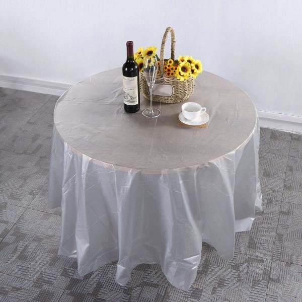 84in Round Tablecloth Wedding Party Plastic Camping Dinner Tablecover/Grey