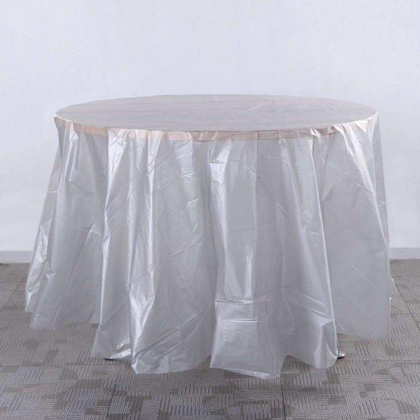 84in Round Tablecloth Wedding Party Plastic Camping Dinner Tablecover/Grey