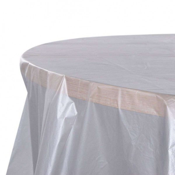 84in Round Tablecloth Wedding Party Plastic Camping Dinner Tablecover/Grey