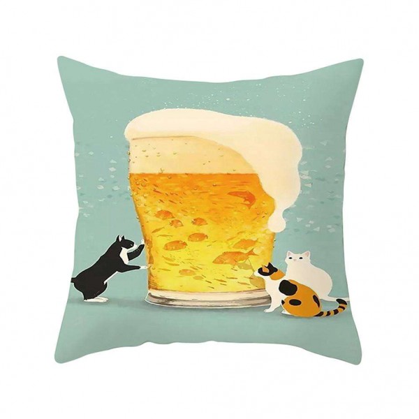 Cartoon Cat Printed Cushion Cover Pillow...