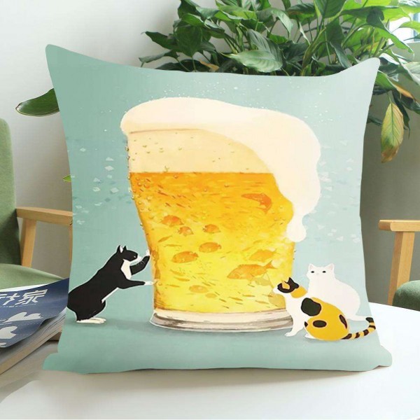 Cartoon Cat Printed Cushion Cover Pillowcase Sofa Car Home Throw Pillow