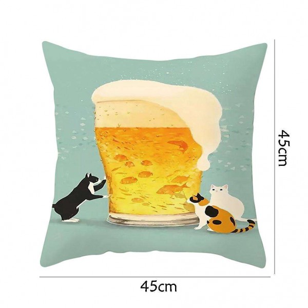 Cartoon Cat Printed Cushion Cover Pillowcase Sofa Car Home Throw Pillow