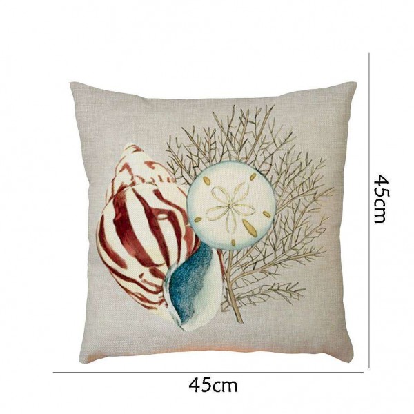 Conch Sea Star Printed Cotton Linen Cover Pillowcase Home Decorative