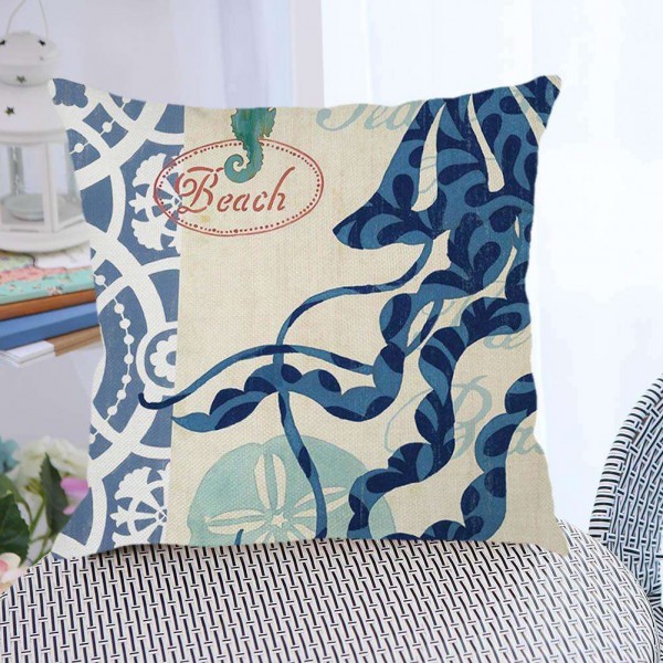 Turtles Octopus Printed Cotton Linen Cover Pillowcase Home Decorative