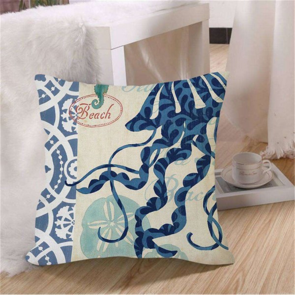 Turtles Octopus Printed Cotton Linen Cover Pillowcase Home Decorative