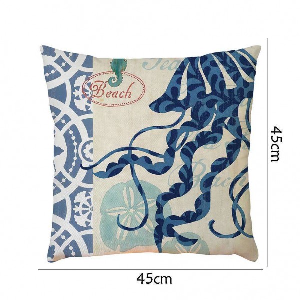 Turtles Octopus Printed Cotton Linen Cover Pillowcase Home Decorative