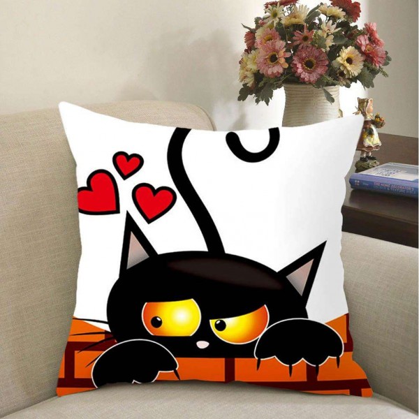 Funny Cat Print Cushion Cover Pillowcase Sofa Car Seat Home Throw Pillow/01