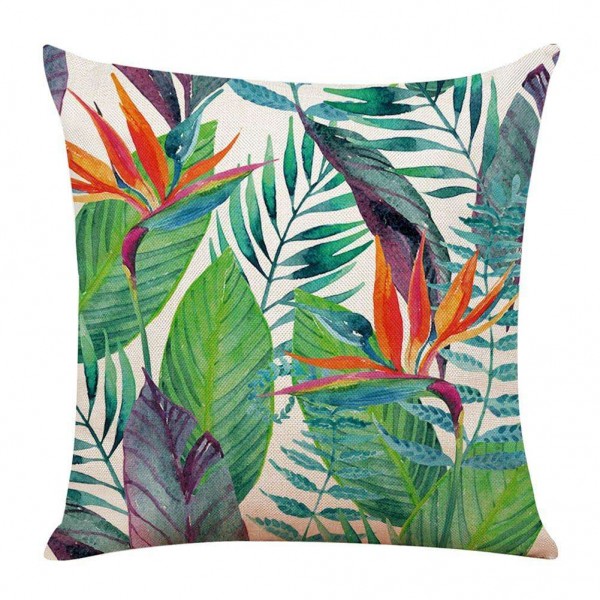 Cotton Linen Pillowcase Rainforest Print...