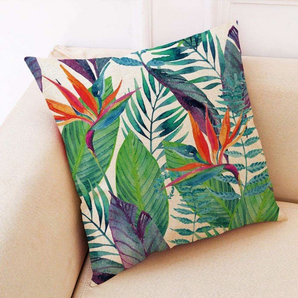 Cotton Linen Pillowcase Rainforest Printed Pillow Cover Sofa Home Decor