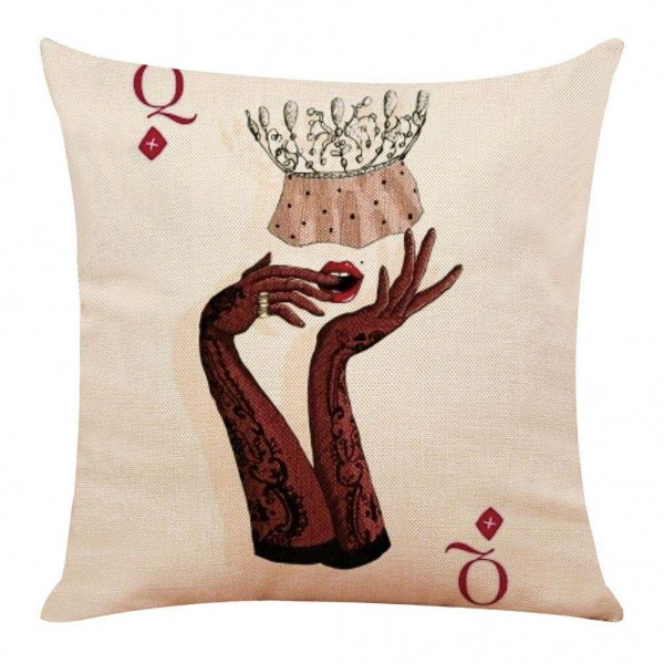 Poker Printed Pillowcase Cotton Linen Pi...