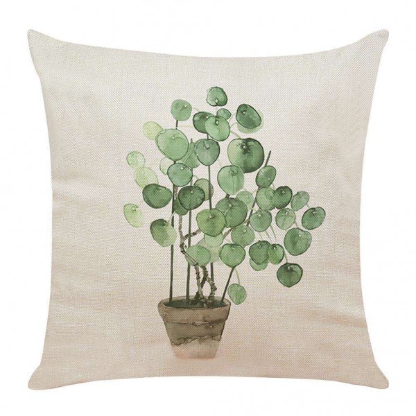 Ink Plant Printed Pillowcase Cotton Line...