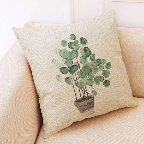 Ink Plant Printed Pillowcase Cotton Linen Pillow Case Cover Throw Pillows