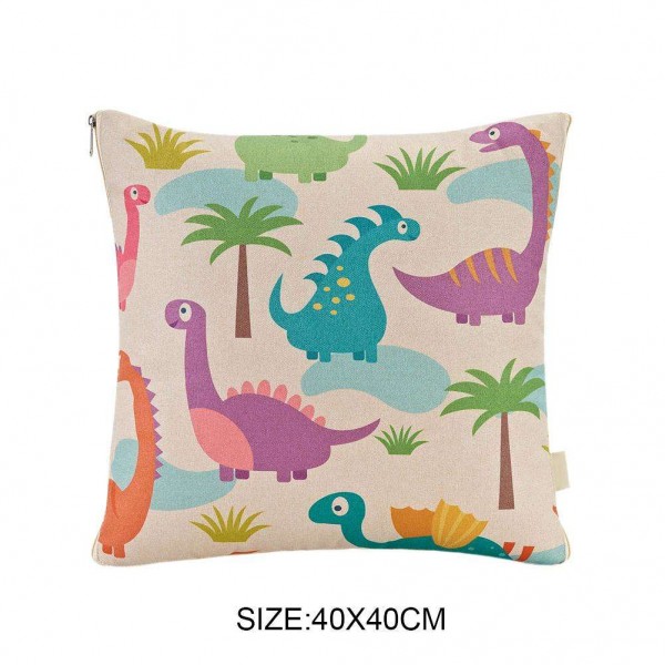 Cartoon Flax Pillow Cusion Quilt Dual Use Car Nap Home Blanket(Dinosaur)