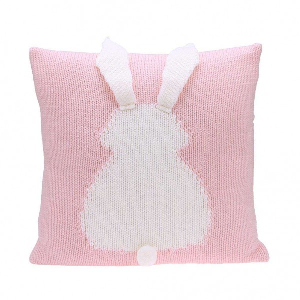 Cartoon 3D Rabbit Kids Chair Cushion Cover Sofa Decor Knit Pillowcase/Pink