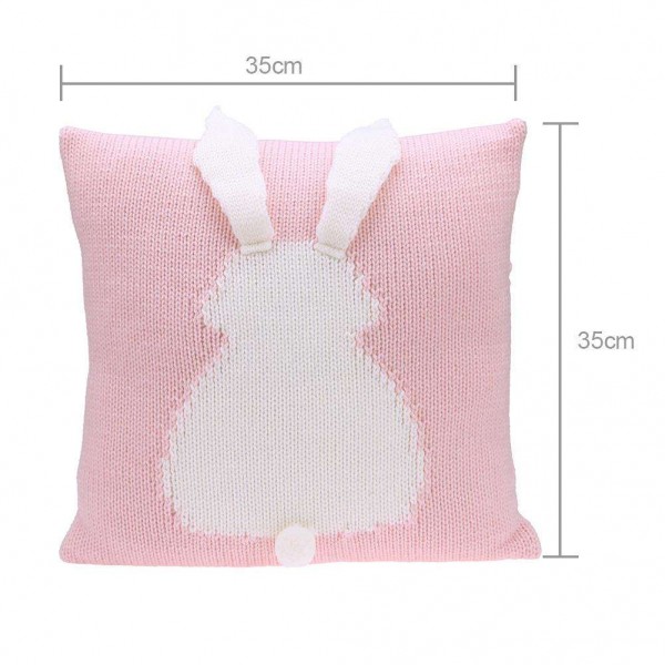 Cartoon 3D Rabbit Kids Chair Cushion Cover Sofa Decor Knit Pillowcase/Pink