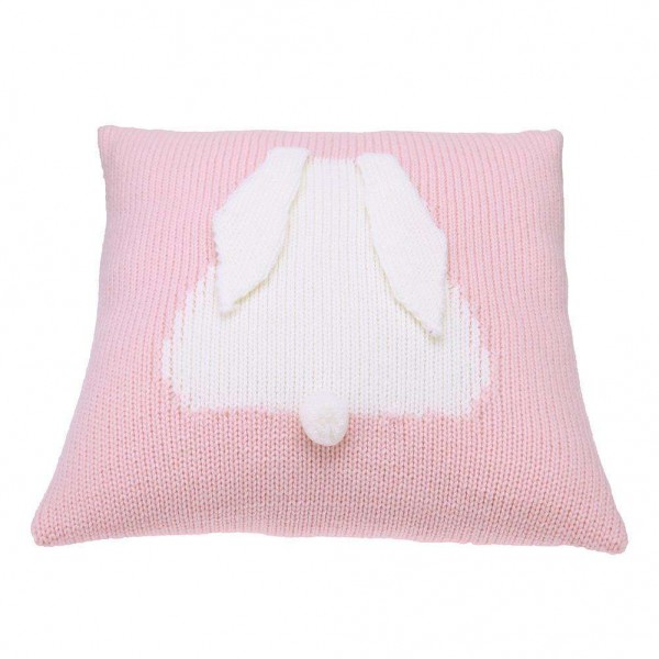 Cartoon 3D Rabbit Kids Chair Cushion Cover Sofa Decor Knit Pillowcase/Pink