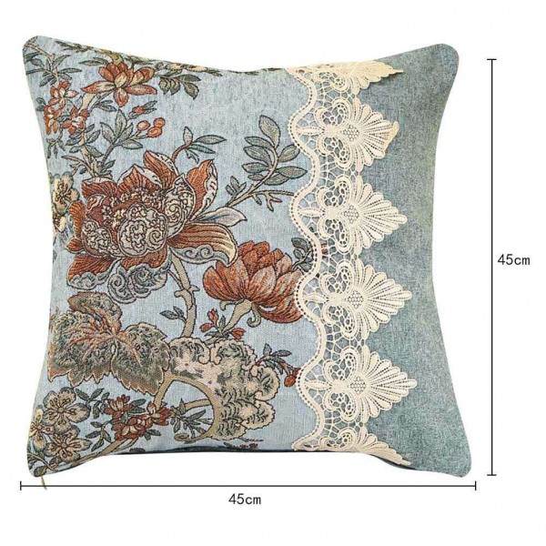 Lace Breathable Chenille Throw Pillow Waist Cushion Cover Pillowcase