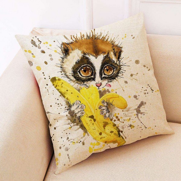 1pc Cotton Linen Pillowslip Floral Print Pillowcase Color Animal Cushion