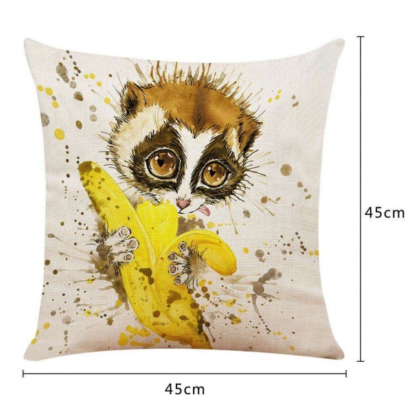 1pc Cotton Linen Pillowslip Floral Print Pillowcase Color Animal Cushion