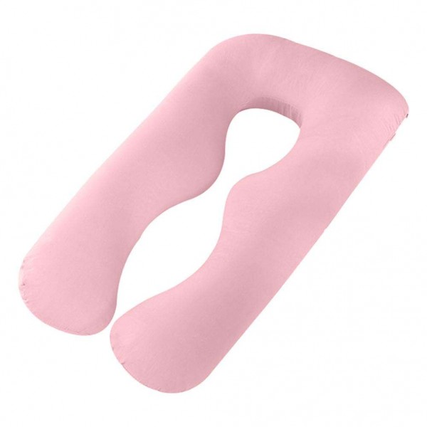 U Shape Maternity Pillow Pure Cotton Pregnant Sleeper Slide Cushion (Pink)