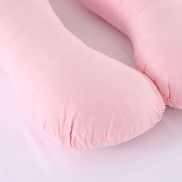 U Shape Maternity Pillow Pure Cotton Pregnant Sleeper Slide Cushion (Pink)