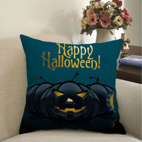 Halloween Pumpkin Linen Breathable Pillo...