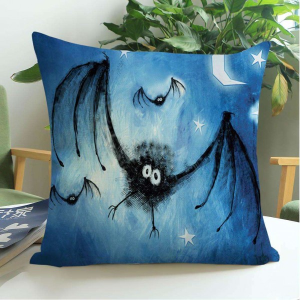 1pc Linen Halloween Pillow Cover Horror Fairy Spider Cushion Home Decor