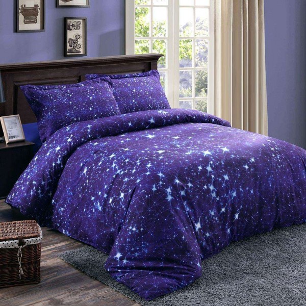 4pcs Floral Printed Beddings Starry Sky ...