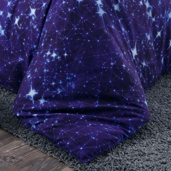 4pcs Floral Printed Beddings Starry Sky Sheet Quilt Polyester Bedclothes