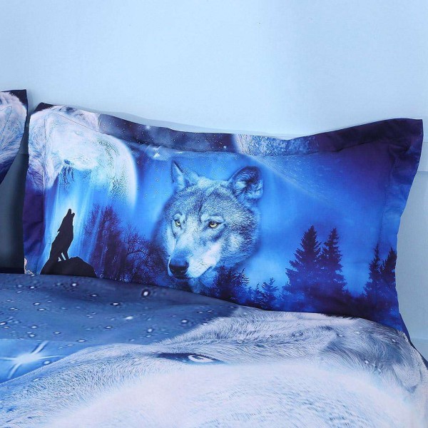 4pcs/set Wolf Head 3D Digital Printing Bed Sheet+Quilt Cover+Pillowcases