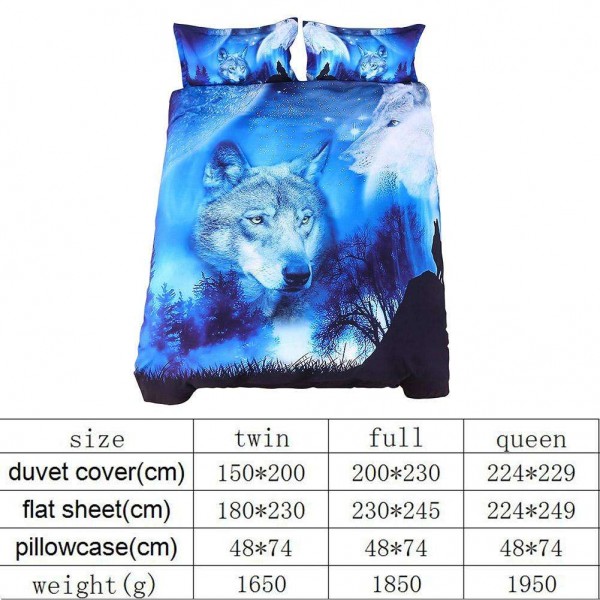 4pcs/set Wolf Head 3D Digital Printing Bed Sheet+Quilt Cover+Pillowcases